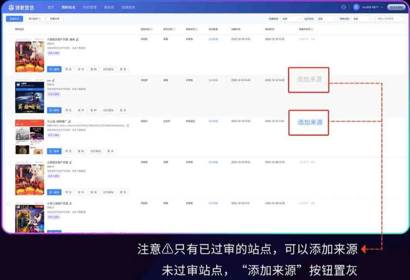 STEP1:【我的站点】-附属来源页-添加来源 STEP1:【我的站点】-附属来源页-添加来源