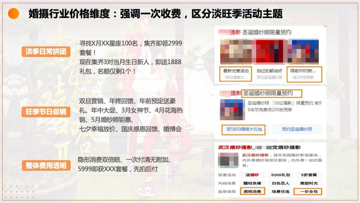 在整体价格透明的基础上,强调一次性消费,踩准婚摄行业价格维度 在整体价格透明的基础上,强调一次性消费,踩准婚摄行业价格维度